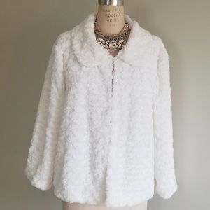 NWOT John Paul Richard white faux fur jacket